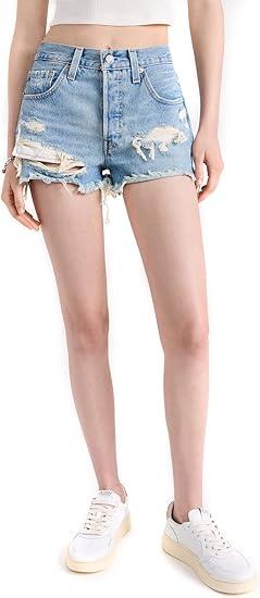 Levi's Women's 501 Original Shorts  (Large, Blue)