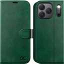 OCASE Compatible with iPhone 17 Pro Wallet Case, PU Leather Flip Folio Case with Card Holders RFID Blocking Kickstand [Shockproof TPU Inner Shell] Phone Cover 6.3 Inch 2025, Blackish Green