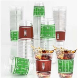 TURNMEON 50 Pcs 16 Oz Football Party Supplies Cups with Lids, Thickened Football Plastic Cup 2 Designs Disposable Spill-Proof Drinking Cups Sports Tailgate Events Party Favors Decorations