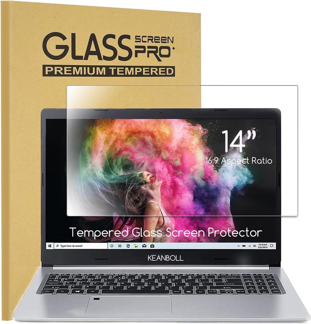 KEANBOLL 14 Inch Laptop Screen Protector,Tempered Glass Protector for 14" HP/Dell/ASUS/Samsung/Lenovo/Acer etc 14" 16:9 (1366768) Aspect Ratio Laptops,Ultra Clear & 9H Hardness & Anti Scratch