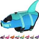Dogcheer Dog Life Jacket, Cute Shark Dog Life Vest for Swimming Boating with Superior Buoyancy and Rescue Handle, Adjustable Puppy Floating Swim Vest for  Dogs - Pool Blue, S