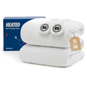 Bedsure Heated Mattress Pad Queen - Bed Warmer with Memory & Preheat Functions, 12-Hour Auto Off & 10 Heat Settings, Dual Controllers, Fast Heating, Brushed Electric Mattress Pad Queen, 60"x80"