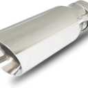 Exhaust Tip 3.0" Inlet to 4.0" Outlet Stainless Steel Double Wall Slant Cut Exhaust TailTip with Clamp 3 Inch Inlet Exhaust Tips Universal for 3" Outside Diameter Tailpipe (12"/305mm Length)