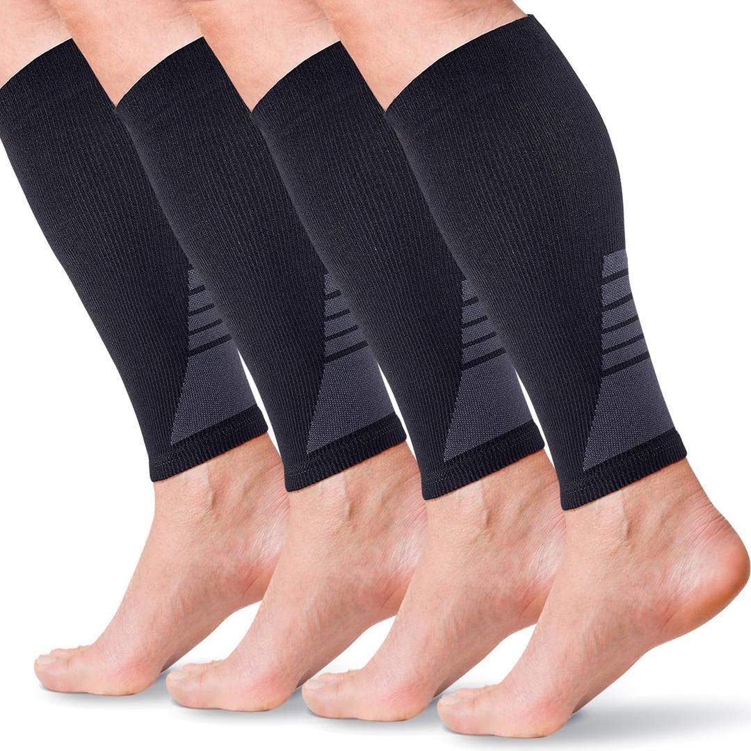 Calf Compression Sleeves for Men and Women - (2 Pair) Footless Compression Socks Support for Running, Cycling, Sports - Leg Sleeve Brace, Helps with Pain Relief