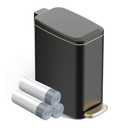 KSSKSS Small Bathroom Can with Lid Soft Close, Step Pedal, 6L / 1.6 Gal Stainless Steel Garbage Bin with Removable Inner, Slim Wastebasket for Narrow Spaces (Black)