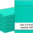 6x10 Inch Bubble Mailers 50 Pack, Self-Seal Poly Padded Envelope, Waterproof Shipping Bags for Small Business, Teal