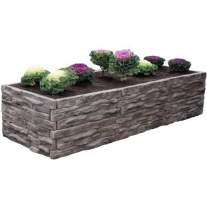 Raised Garden Bed Outdoor Tan/Brown Ledgestones Composite Polyurethane Natural Look Stone Garden Planter Box (4-Pack)