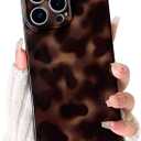 NITITOP Compatible with iPhone 16 Pro Max Case Cute Stylish Leopard Print Brown Amber Aesthetic Tortoise Design for Women Girls Men Soft TPU Shockproof Protective Cover - Brown