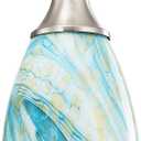 Art Glass Mini Pendant Lights for Kitchen Island Blown Art Glass Pendant Light Shade Hanging Ceiling Lights with Brushed Nickel Finish for Kitchen Counter bar,Dining Room Blue Mixing Yellow-1P