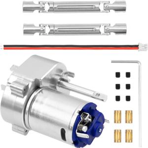ShareGoo Metal Transmission Gearbox Gear Box & Drive Shaft Compatible with MN82 LC79 MN78 1/12 RC Car Upgrades Parts (Silver)