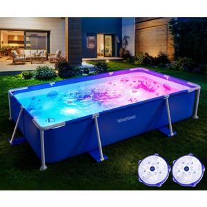 Above Ground Pool,2026 Frame Deep Swimming Pool with Pool Lights,Rectangle Family Pool,Above Ground Pool Easy Set,7ftx48inx24in Outdoor Pool,Backyard Pool for Kids,Adults,Pump Not Included