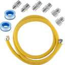 72" Dryer Gas Line Hose/Appliance 3/4 Flexible Natural Gas Line with Connector 1/2" MIP 1/2"FIP 3/4"MIP Fitting,5/8" OD(1/2" ID) Gas Range Connector Kit for Gas Stove,Dryer,Water Heater-by MIFLUS