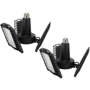 UL Certified LED Garage Lights Ceiling Lights, 8000 Lumens, E26/E27 Adjustable Ceiling LED, 80W, Ultra Bright 5000K Natural Daylight White, Deformable Trilights, Adjustable Panel 2Pack