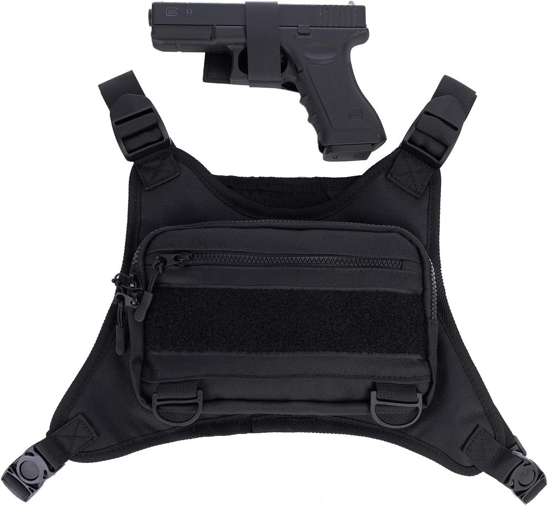 Outdoor Sports Chest Bag for Men,Chest Vest Holster Fits Most Pistols,Lightweight Adjustable EDC Tactical Chest Pack,Running Vest Bag for Workouts,Hiking, Cycling