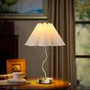 Pleated Table Lamp - Small Table Lamp 3 Way Dimmable Touch Lamps for Night Stands with USB C+A Ports Bedside Nightstand Lamp Modern Desk Lamp for Bedroom Home Kitchen Living Room Kids Room Nursery
