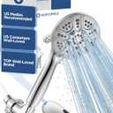 6-Mode High Pressure Handheld Shower Head with Power Wash, HOPOPRO High Flow Hand Held Showerhead Set with Built-in Power Spray to Clean Tub Tile Pets Bathroom Flooring (Chrome Premium)