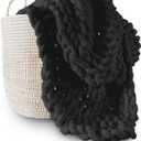 Adyrescia Chunky Knit Blanket Throw | 100% Hand Knit with Jumbo Chenille Yarn (50"x60", Raven Black)