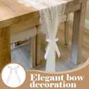6 Pack 14 x 120 Inch White Lace Table Runner with 24 Bow Ties, Vintage Boho Embroidered Floral Lace Table Runners for Dresser Top Wedding Bridal Shower Thanksgiving Christmas Party Decoration