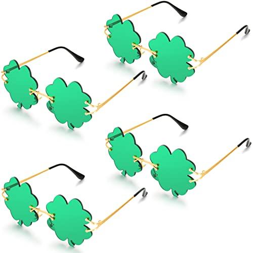 Yexiya 3 Pairs St. Patrick's Day Glasses St. Patrick's Day Accessories Irish Shamrock Sunglasses Decor Party Favors Supplies Irish Leprechaun Costume Green Sunglasses Accessories for Women Men