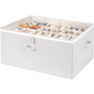 StorageWorks Shoe Organizer for Closet, Fits up to 24 Pairs, Shoe Cubby Storage Containers with Adjustable Dividers and Clear Cover, Khaki and Beige Stripes