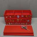 Dlerom 3 Tier Christmas Hot Cocoa Bar Wood Storage Box with 9 Compartment Hot Chocolate Bar Supplies Organizer Vintage Accessories for Home Xmas Holiday Gift Party Decoration