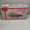 Large Roasting Pan with Rack and Lid, Gifts for Mom Women Wife, Stainless Steel Large Oval Roaster, Nonstick Oven Cookware for Turkey Chicken, 21 Inch