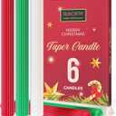 96NORTH 10.6 inch Christmas Candle Sticks, 7/8 inch Base Diameter, Dripless Taper Candles Set of 6, Unscented Holiday Taper Candlesticks, Up to 18 Hours Burning Time, Green White Red Christmas Candles
