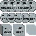 Graduation Party Plates and Napkins Gatherfun Graduation decorations 2026 Silver Disposable Paper Plates Luncheon Napkins Cocktail Napkins for Congrats Grad Party Decorations, Serve 50