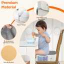Booster Seat for Kitchen Chair, 3.8" Toddler Booster Seats for Dining Table with Ties, PU Dining Chair Pads with Side Pockets, Non-Slip & Removable Booster Seat for Table Increasing Cushion (Grey)