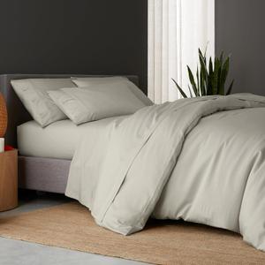 DOZ Duvet Cover Set, 100% Viscose derived from Bamboo, Organically Grown, Buttery Soft, Cooling Duvet Covers, High GSM, 1 Duvet Cover and 2 Pillowcases, 106"x90" (Fog, King/Cal King)