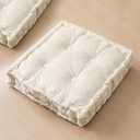 Square Floor Pillows, Large Floor Cushion for Adults Kids, Meditation Floor Pillow Seating Cushion with Shredded Memory Foam and Silk Wadding, 20"x20"x5" Ivory 2 Count, 2 Pack