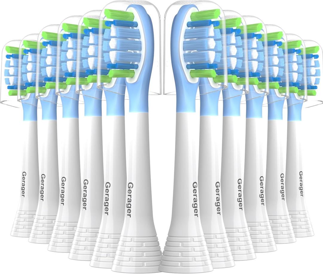 Toothbrush Heads Compatible with Philips Sonicare C3 C2 G3 A3 W2 Replacement Heads, 12 Pack Brush Heads Compatible with Philips Sonicare Snap-On Toothbrush Handles, White