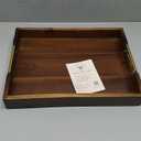 Joy&Grace Ottoman Tray for Living Room 16.7 x 12.8 inch Large Acacia Wooden Serving Tray with Handles for Coffee Table, Breakfast in Bed, Food Dinner, Decorative Rectangular Tray (Dark Brown)