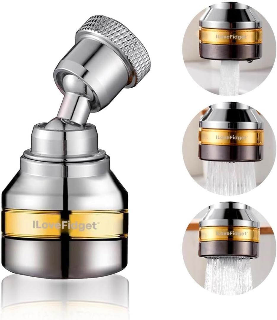 Kitchen Faucet Spray Head, Solid Brass and Stainless Steel, 360 Degree Rotatable Aerator  3 Flow Mode Adjustable, High Pressure Booster, Anti-Splash, Water Saving Faucet Sink
