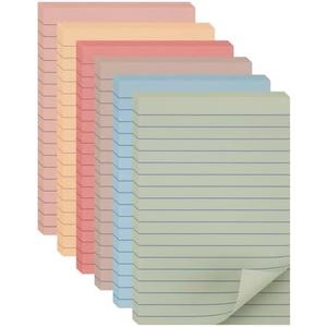 YISAN Lined Sticky Notes 4x6 Inch,6 Pads,Pastel Self-Stick Pad with Lines,55 Sheet/Pad for Office,71143