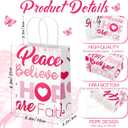 24 Pack Breast Cancer Awareness Bags Pink Ribbon Paper Bag Breast Cancer Gift Bag with Handle Faith Courage Hope Treat Bags for Breast Cancer Awareness Charity Theme Party Favor Supplies