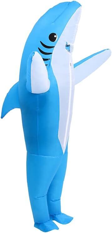 KMiKE Inflatable Shark Costume for Adult(Kids) Funny Halloween Costumes Fantasy Cosplay Blow up Costume (Blue, Adult)