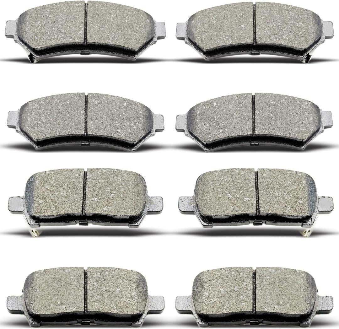 D999 D1075 Front Rear Ceramic Brake Pads Set Fit For 2005-2009 Buick Allure, 2005-2009 Buick Lacrosse, 2004-2008 Pontiac Grand Prix