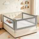 3-Piece Full Size Bed Rail for Toddlers, Baby Bed Rail Guard with Height Adjustable, Headboard Rod, Bed Safety Rails for Full Size Bed —(54" x 74.8" x 74.8")