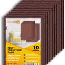 Performore Premium Furniture Felt Sheets Pad 10 Pack (Brown) 8" X 6" X 1/4" Sticky Felt with Adhesive Backing, Cut to Size for Floor ProtectionPrevents Scratches and Damage from Furniture.