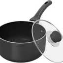 Utopia Kitchen 2 Quart Detachable handle Nonstick Saucepan with Glass Lid, Multipurpose Use for Home, Kitchen or Restaurant, Grey & Black