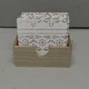 Juvale Set of 6 White Wooden Coasters with Holder for Drinks, Coffee Table, and Floral Farmhouse Decor (3.8 Inches) - Coasters Set