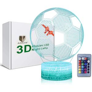 3D Illusion Soccer Night Light,Football Led Lamp 16 Color Change Smart Touch&Remote Control Teenager Christmas Gifts Xmas Gift Party Gifts for Girls Kids Home Decor