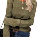 Danedvi Women Fashion Autumn Winter Pullover Sweater Round Neck Honeycomb Knitting Pattern Slim Fit Knitwear Tops (Green)