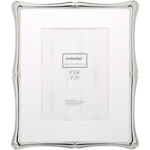 Silver 8x10'' Premium Alloy Picture Frame with Acid Free Mat for 5x7'',Luxury Hi-End Photo Frames 5x7'' with Black Velevt Backing for Desktop and Wall Hanging