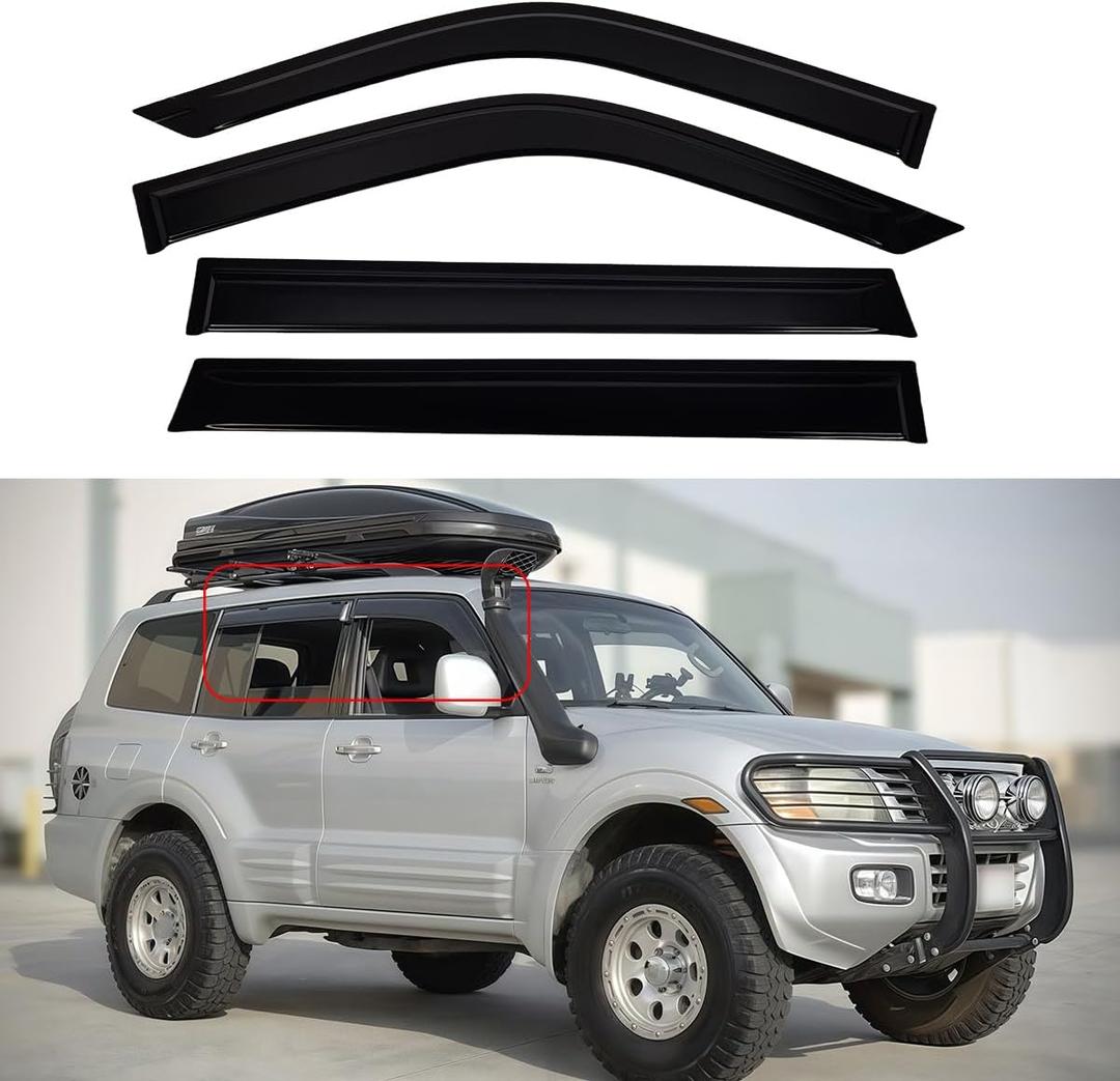 Window Visors for 2001-2006 Mitsubishi MonteroRain Guards Sun Shields Window DeflectorTape-On Style4PCS