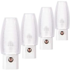 Emotionlite Plug in Night Light, Neutral White LED Nightlight, Dusk to Dawn Sensor, Kids, Nursery, Bedroom, Bathroom,Hallway, Stairs, Kitchen, 4 Pack
