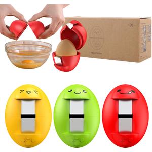 Egg Cracker, Silicone Egg Shell Opener, Cute Egg Shaped Design, Opens Eggs with Ease, A Little Happiness Boost for Your Kitchen, 3-Pack ,Green, Red, Yellow