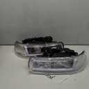 LED DRL Headlights Assembly for 1999-2002 Chevy Silverado 1500 2500 1500HD 2500HD 3500HD 2000-2006 Suburban Tahoe Headlamp Clear Reflector Chrome Housing