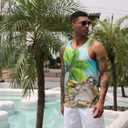 Goodstoworld Mens 3D Tank Top Novelty Graphic Breathable Quick Dry Sleeveless Beach Shirt S-4XL (L)